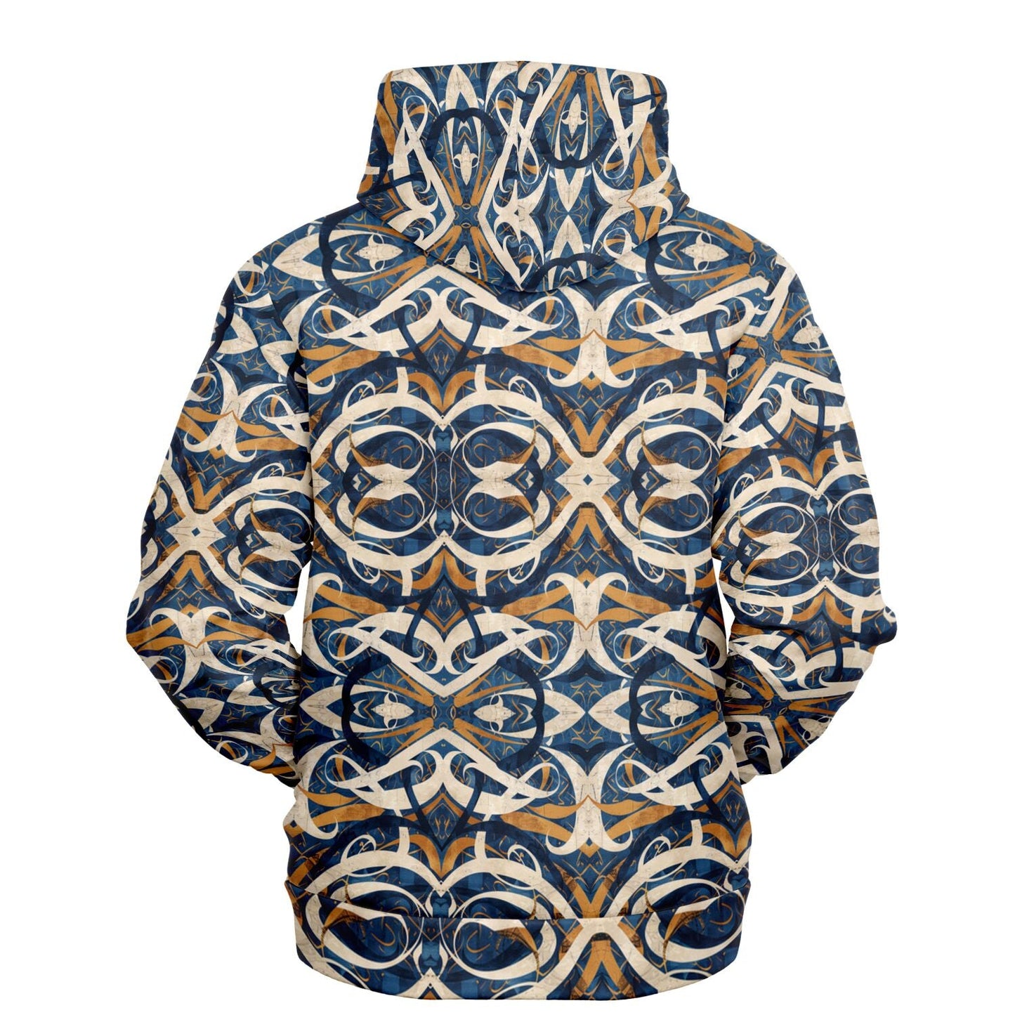 Arabesque Pattern Hoodie – Navy & Gold - Athletic Hoodie - AOP - Middle Shark