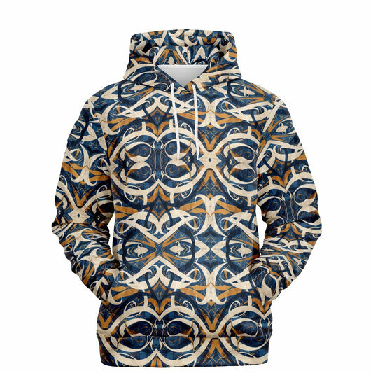 Arabesque Pattern Hoodie – Navy & Gold - Athletic Hoodie - AOP - Middle Shark