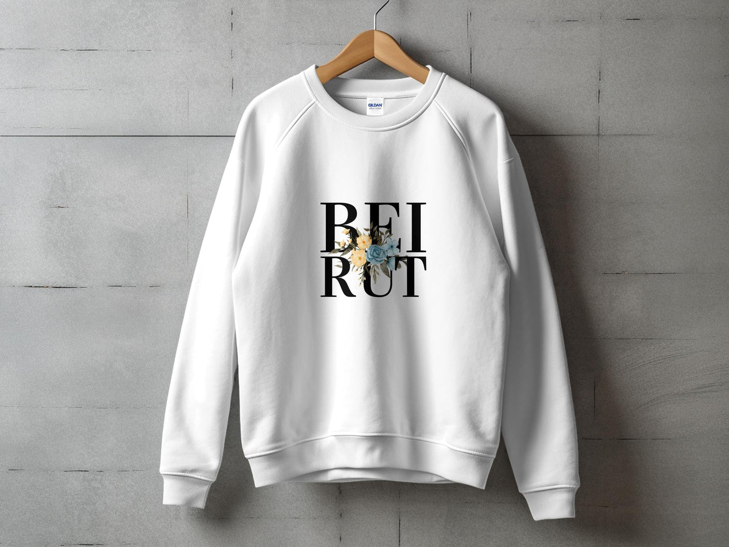 Flowers in Beirut Crewneck Sweatshirt - Sweatshirt - Middle Shark