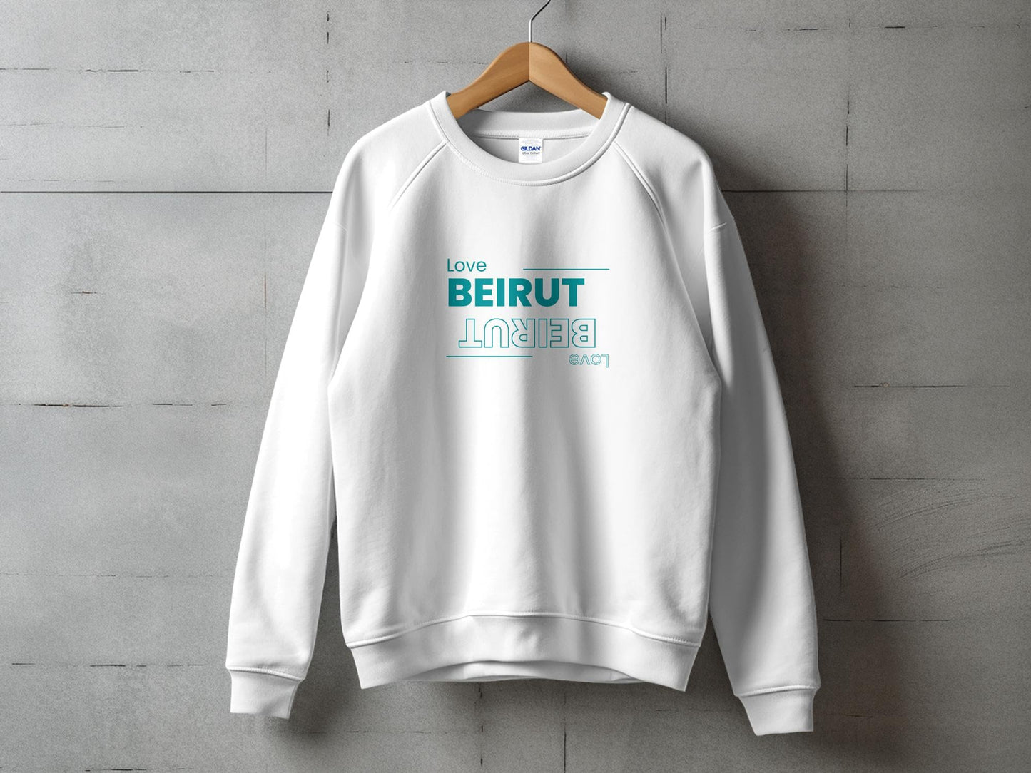 Love Beirut Mirrored Crewneck Sweatshirt - Sweatshirt - Middle Shark