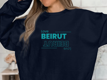 Love Beirut Mirrored Crewneck Sweatshirt - Sweatshirt - Middle Shark