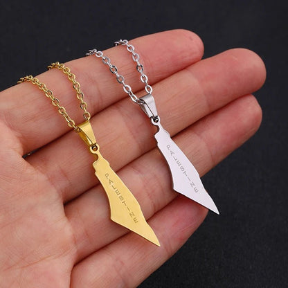 Palestine Map Necklaces Stainless Steel Gold Silver - Middle Shark