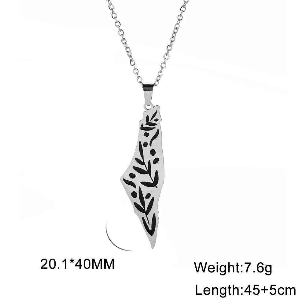 Palestine Map Pendant Chain Stainless Steel - Middle Shark