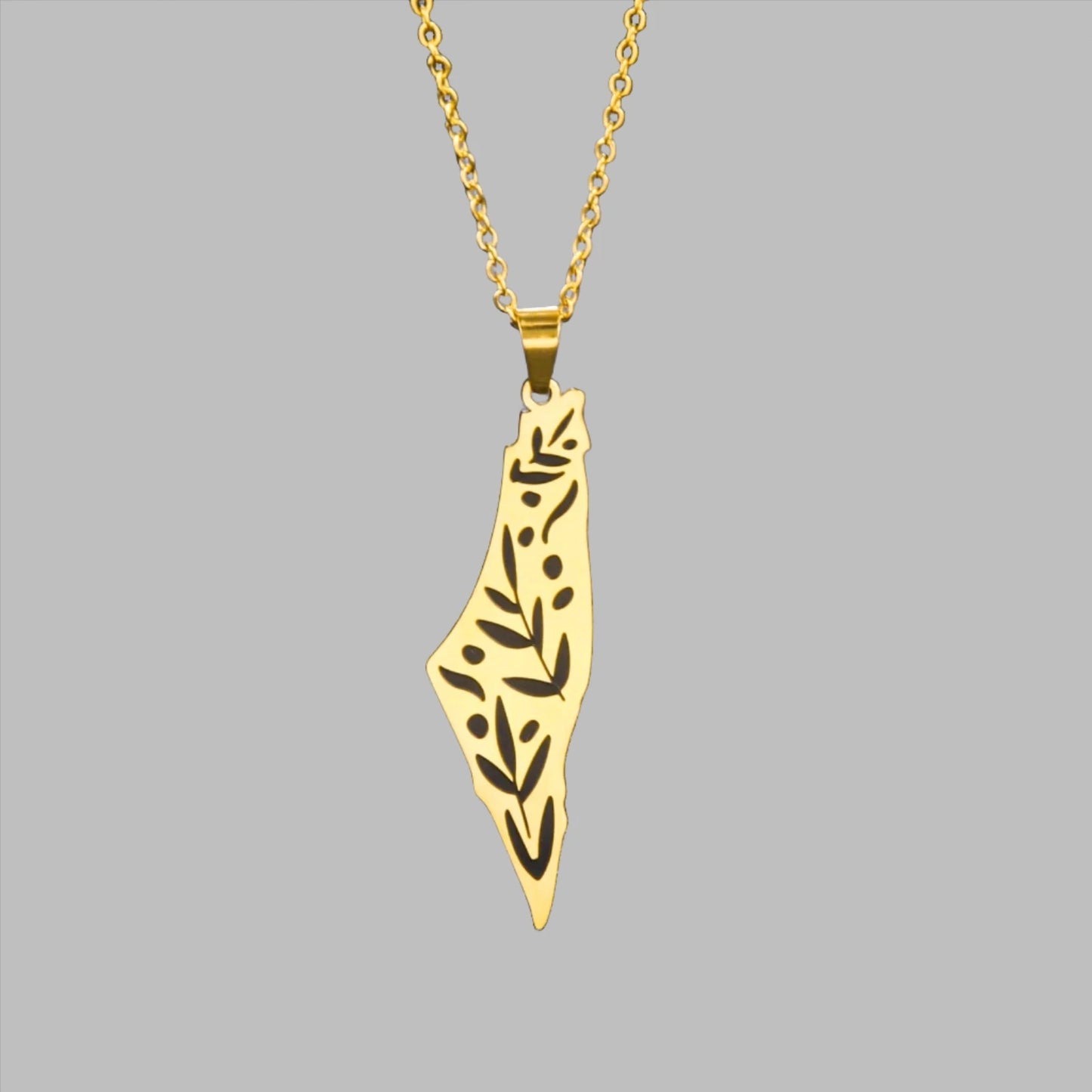 Palestine Map Pendant Chain Stainless Steel - Middle Shark