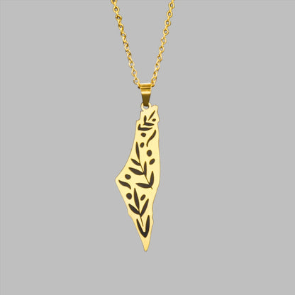 Palestine Map Pendant Chain Stainless Steel - Middle Shark