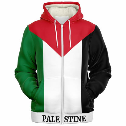 Palestine Microfleece Ziphoodie - Microfleece Ziphoodie - AOP - Middle Shark