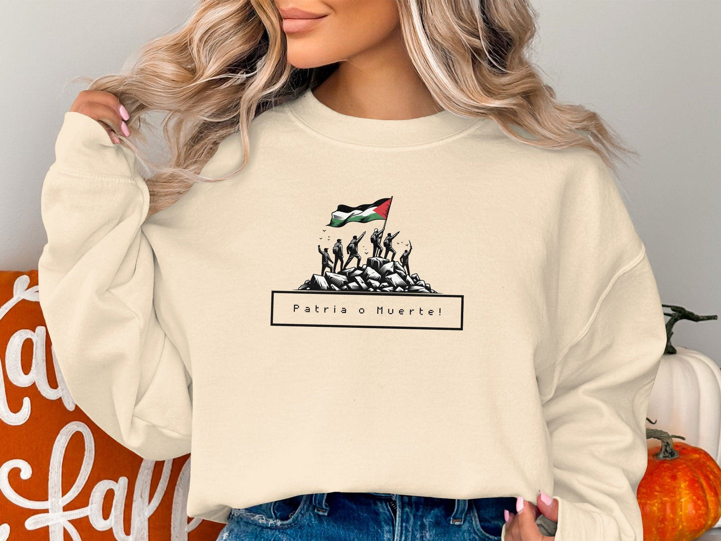 Palestine Patria o Muerte Crewneck Sweatshirt - Sweatshirt - Middle Shark