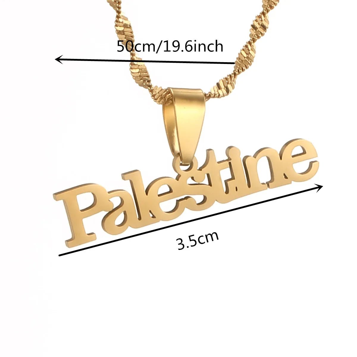 Palestine Vintage Map Stainless Steel Necklace - Middle Shark