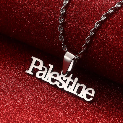 Palestine Vintage Map Stainless Steel Necklace - Middle Shark