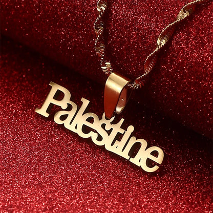 Palestine Vintage Map Stainless Steel Necklace - Middle Shark