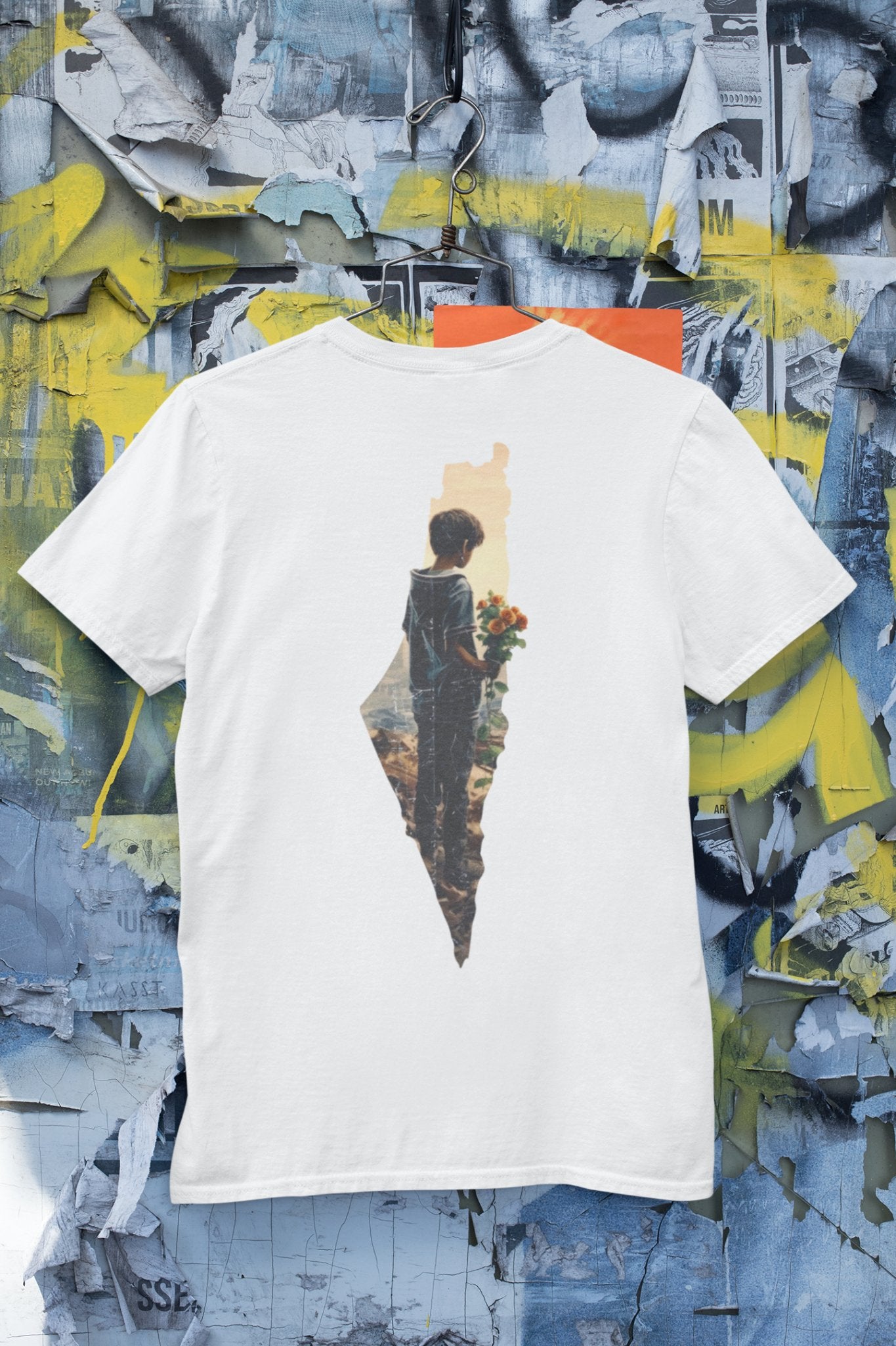 Plaestinian child holding flowers for peace T-shirt - T-Shirt - Middle Shark