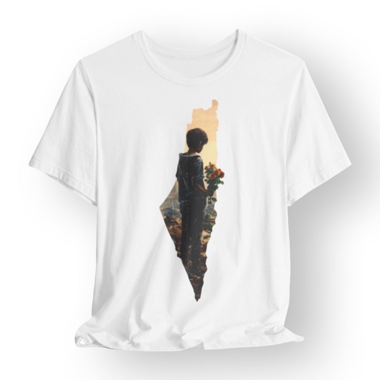 Plaestinian child holding flowers for peace T - shirt - T - Shirt - Middle Shark