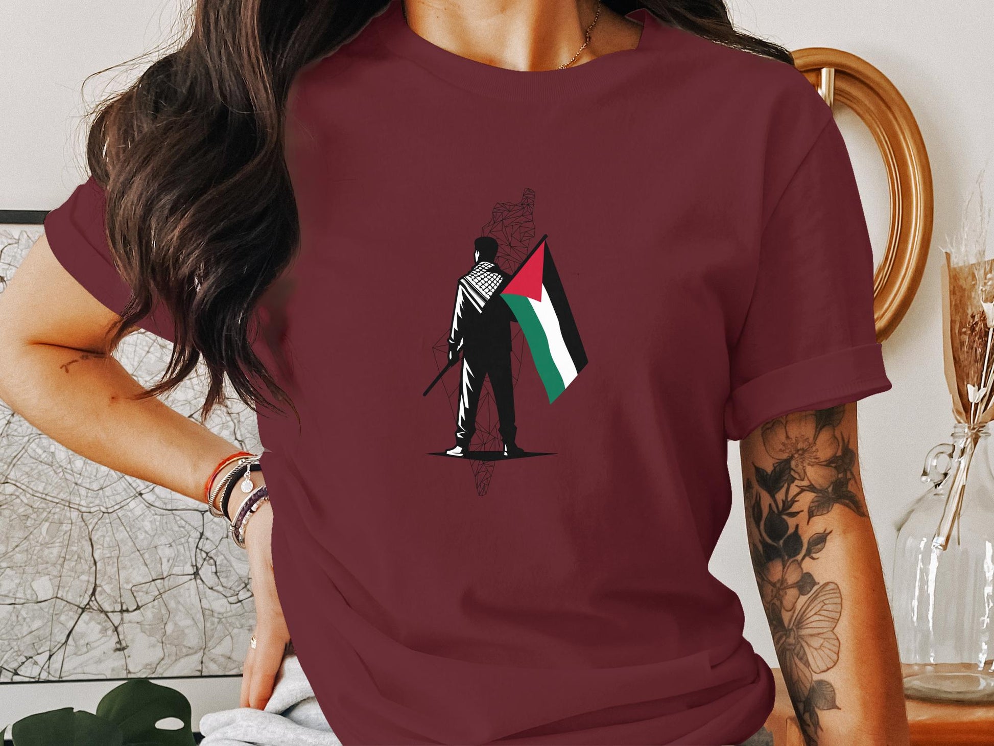 Proud Palestinian with Flag Unisex T-shirt - T-Shirt - Middle Shark