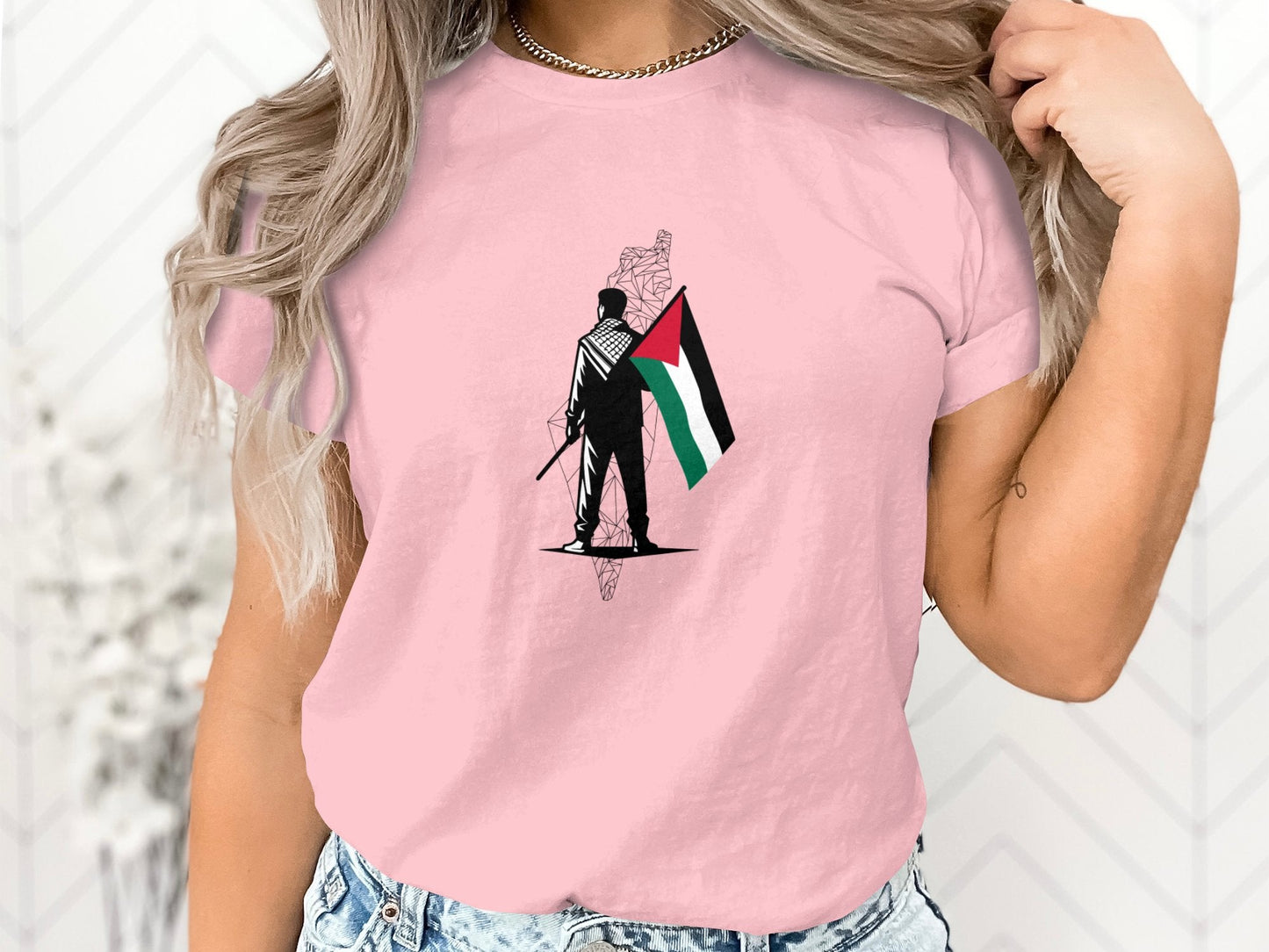 Proud Palestinian with Flag Unisex T-shirt - T-Shirt - Middle Shark